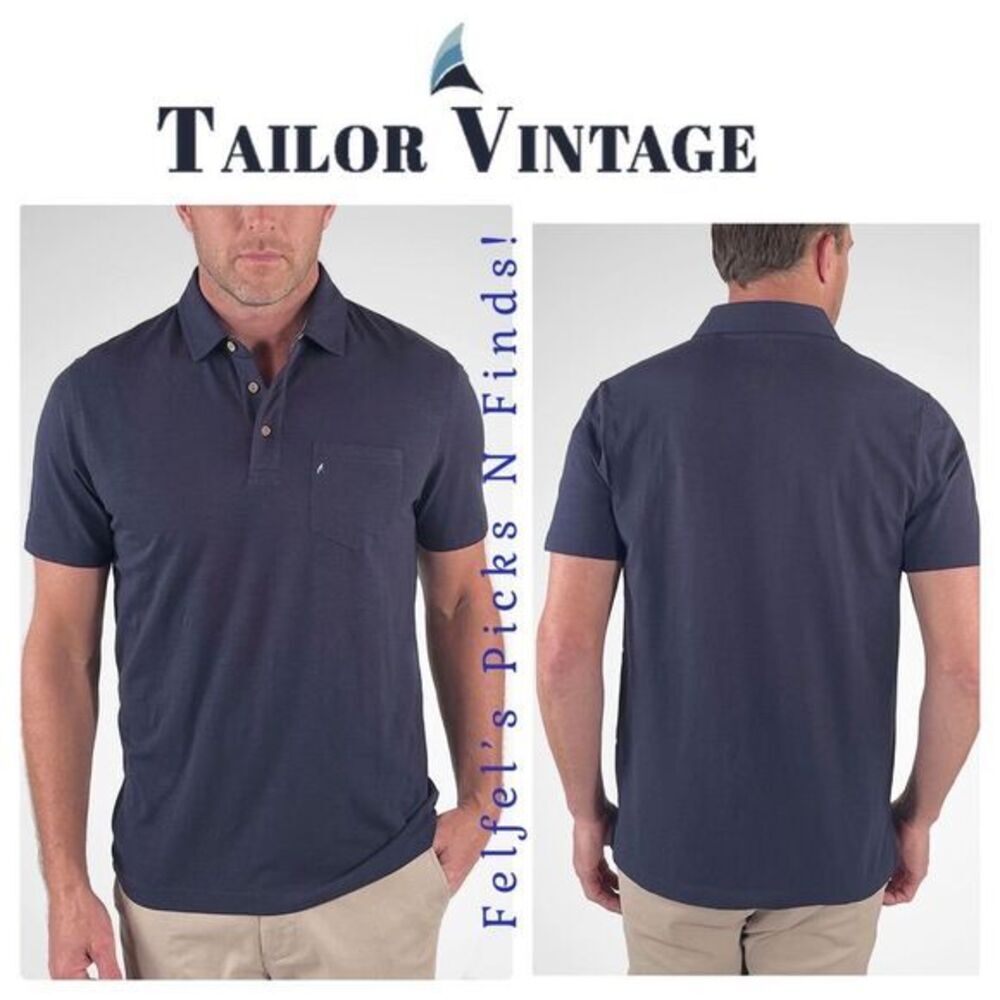 Tailor Vintage | Men's Airotec Performance Jersey Slim Fit Polo - Navy, Size S‎